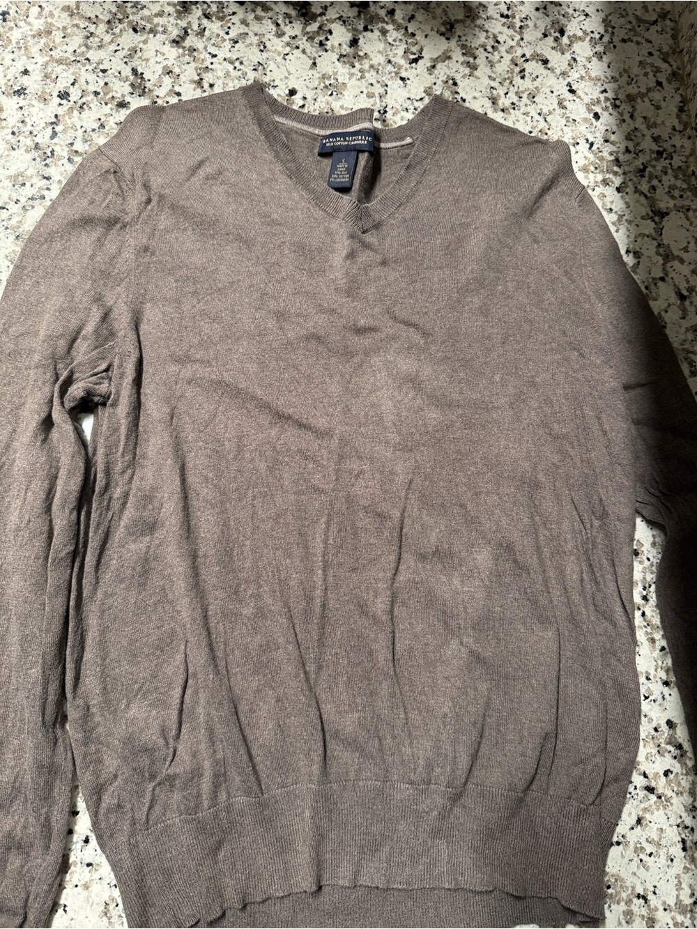 Banana Republic Women's V-Neck Sweater - Taupe Brown/Gray